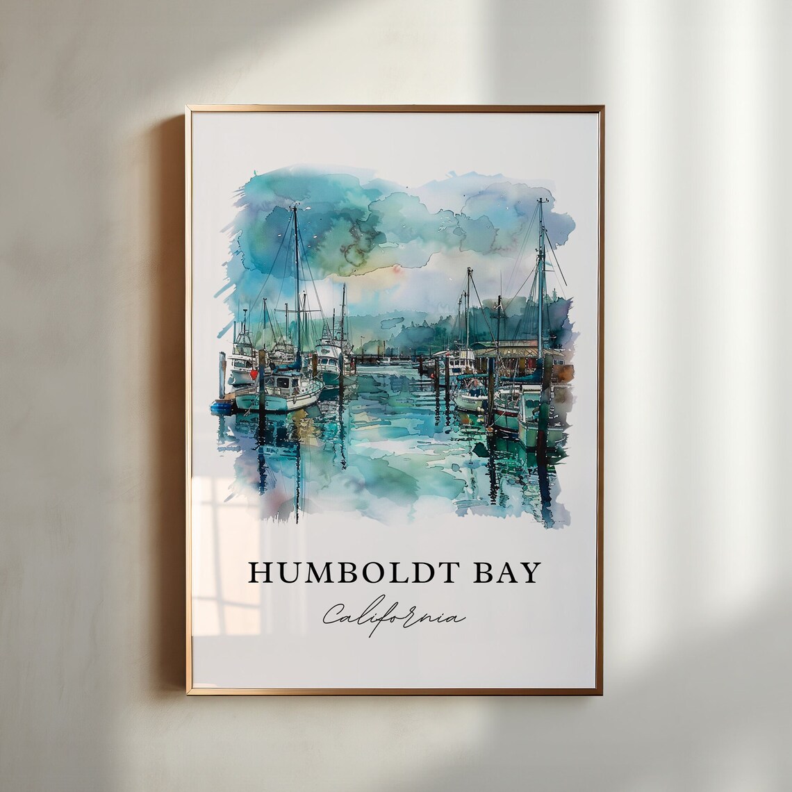 Humboldt Bay Watercolor Travel Poster