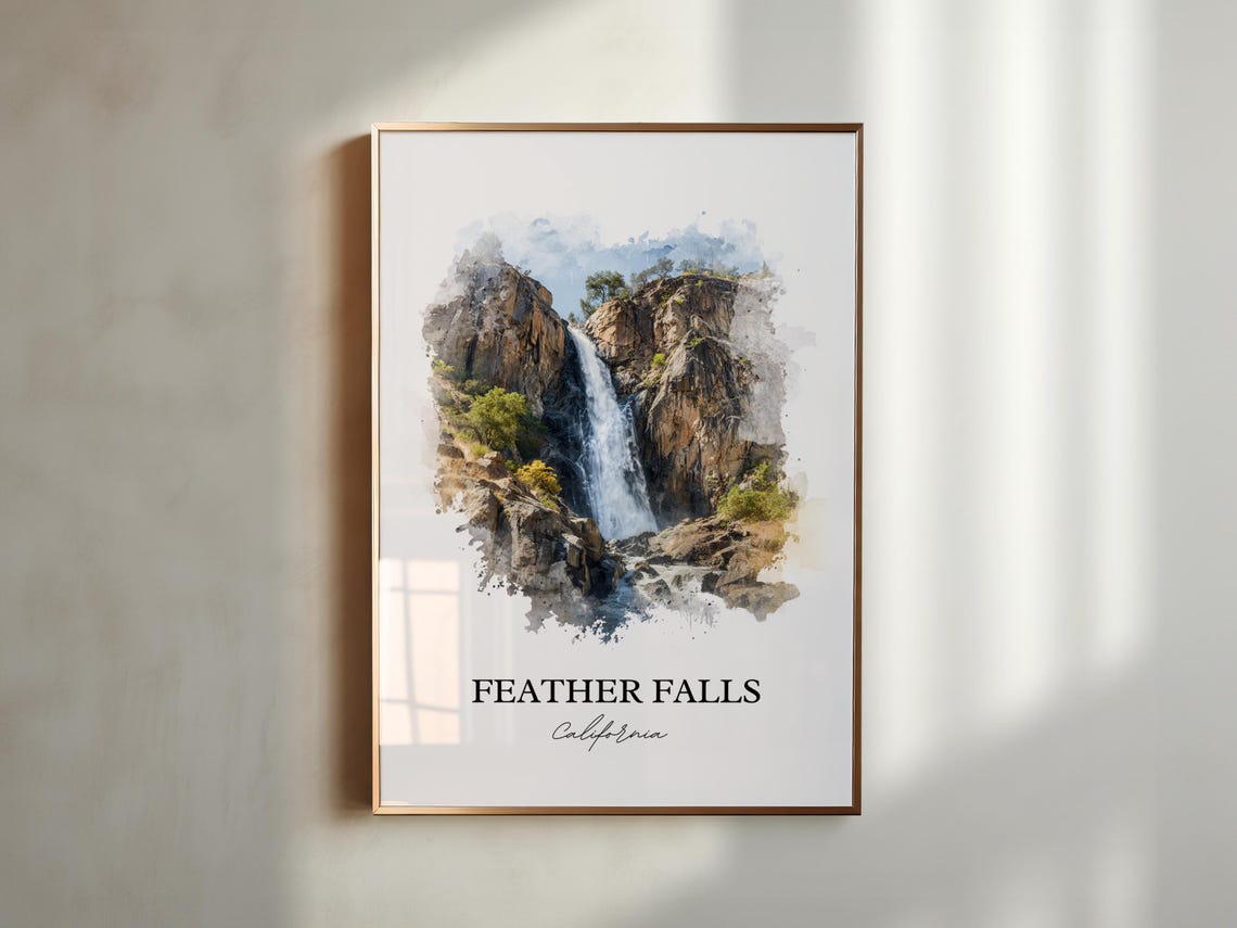 Feather Falls California Tall Canyon Waterfall Nature Poster - Image 4