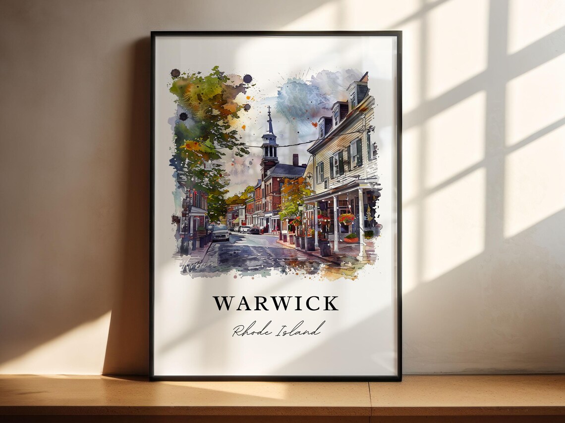 Warwick Rhode Island Historic Street Watercolor Small Town Art Poster - Image 4