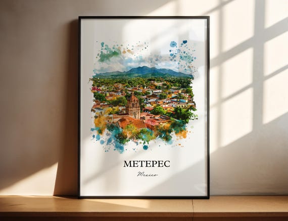 Metepec Mx Wall Art Toluca Print Mexico Watercolor Gift Travel Poster Housewarming