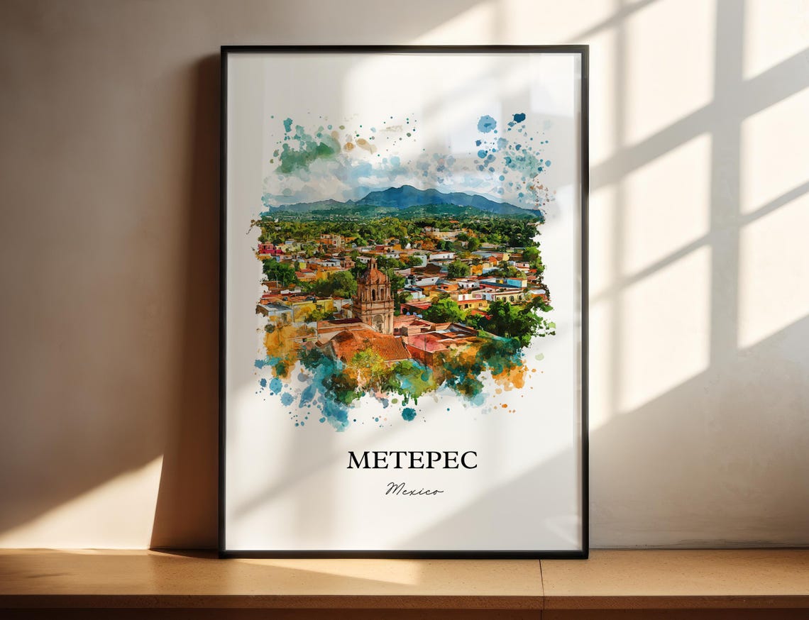 Metepec Mx Wall Art Toluca Print Mexico Watercolor Gift Travel Poster Housewarming
