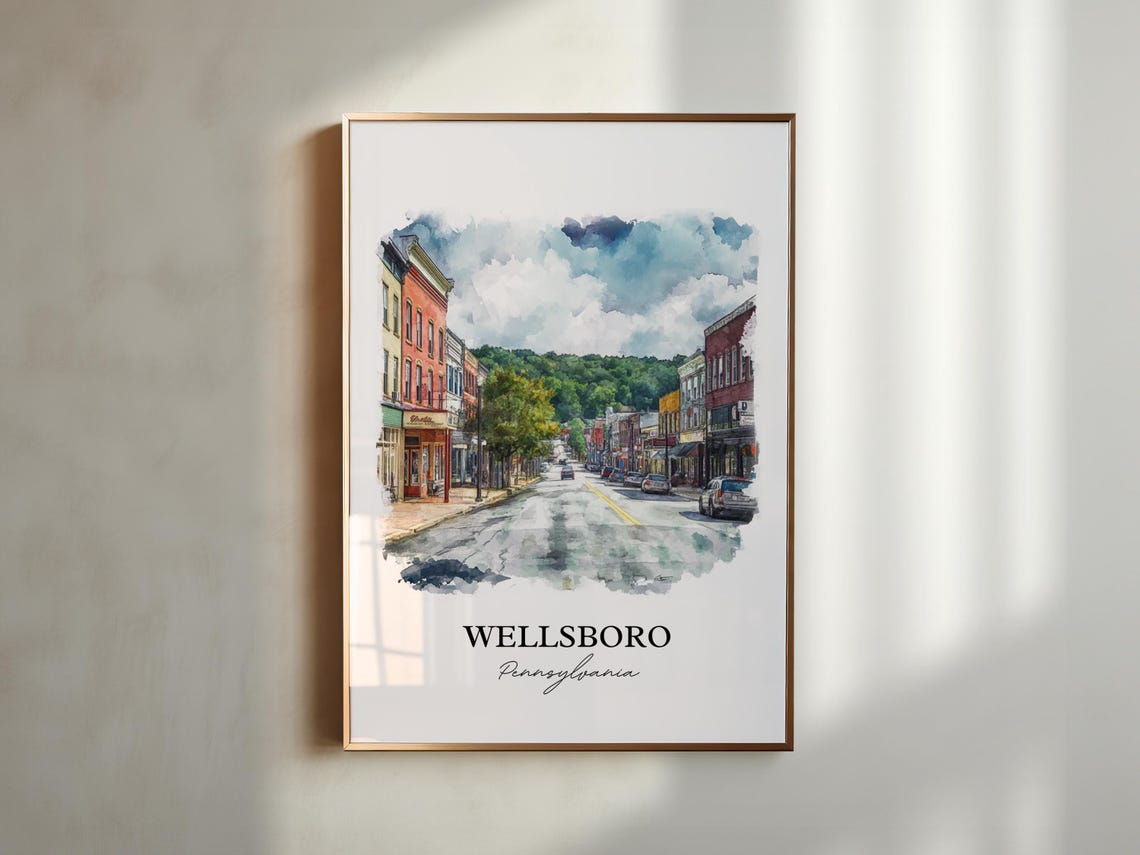 Wellsboro Pennsylvania Main Street Watercolor Travel Gift Poster - Image 5