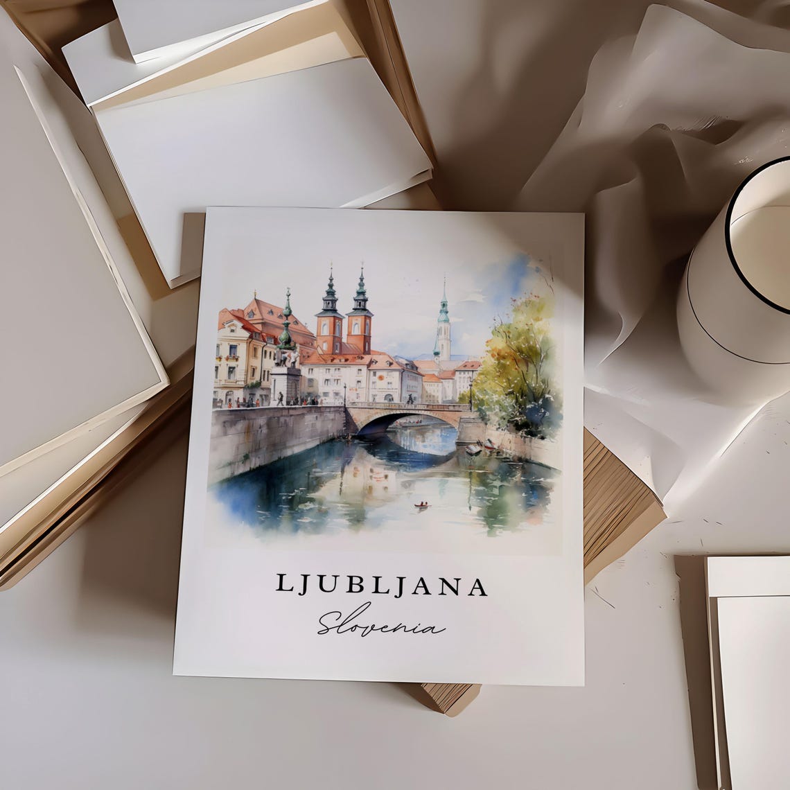 Ljubljana Watercolor Travel Poster, Slovenia Art Print - Image 6