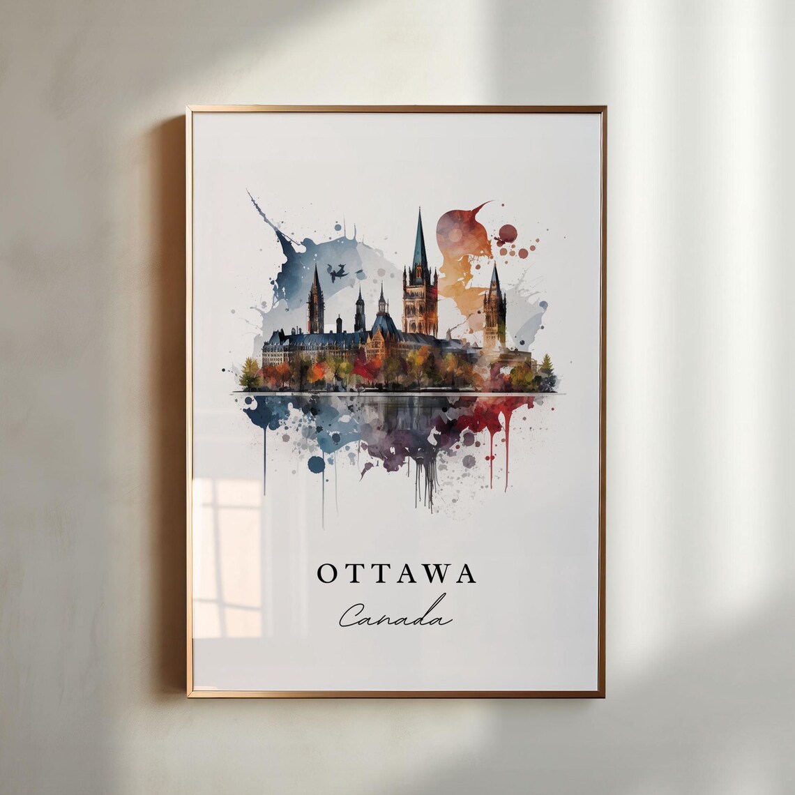 Ottawa Canada Travel Poster, Skyline Wall Art