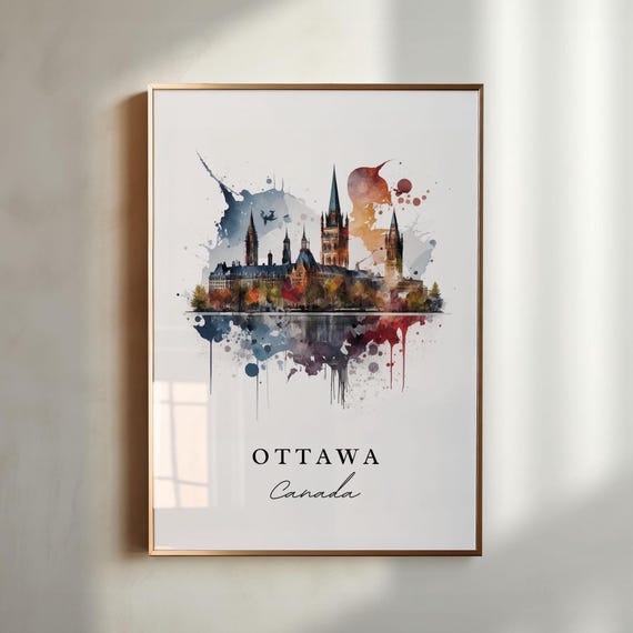 Ottawa Canada Travel Poster, Skyline Wall Art