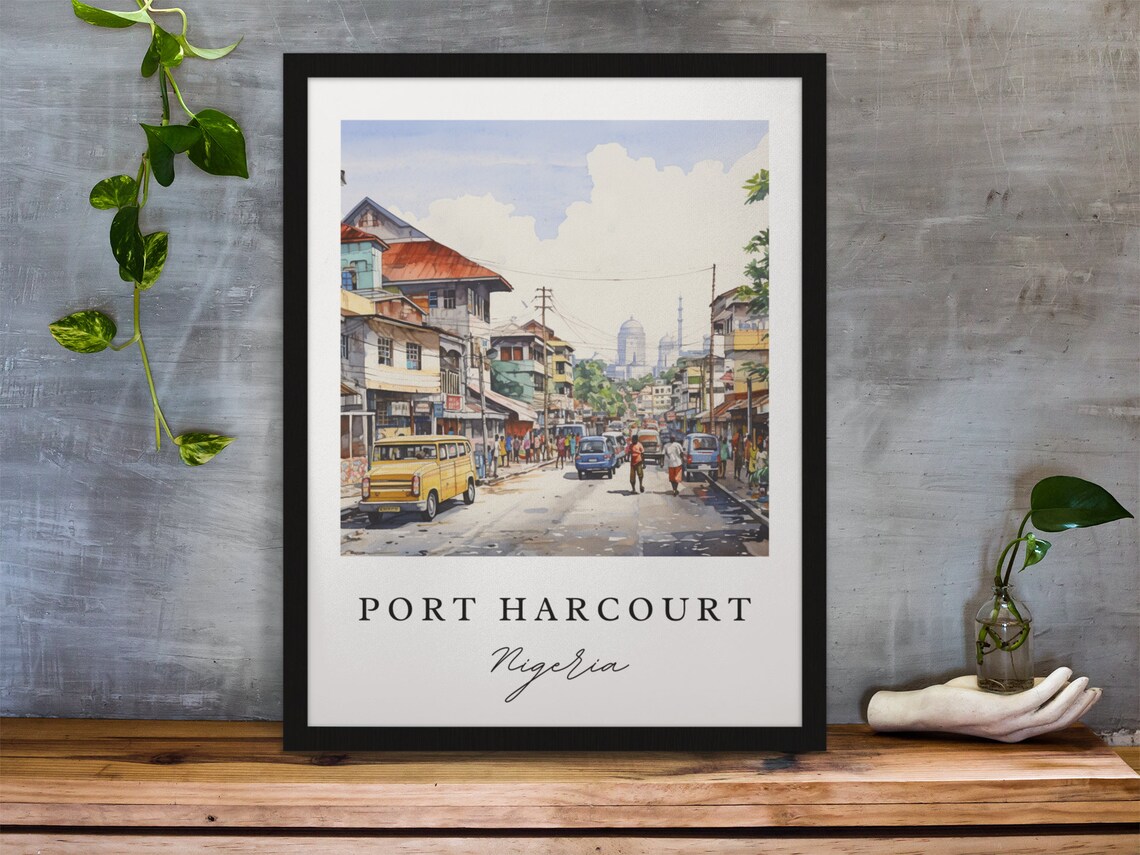 Port Harcourt Traditional Travel Art Poster, Nigeria