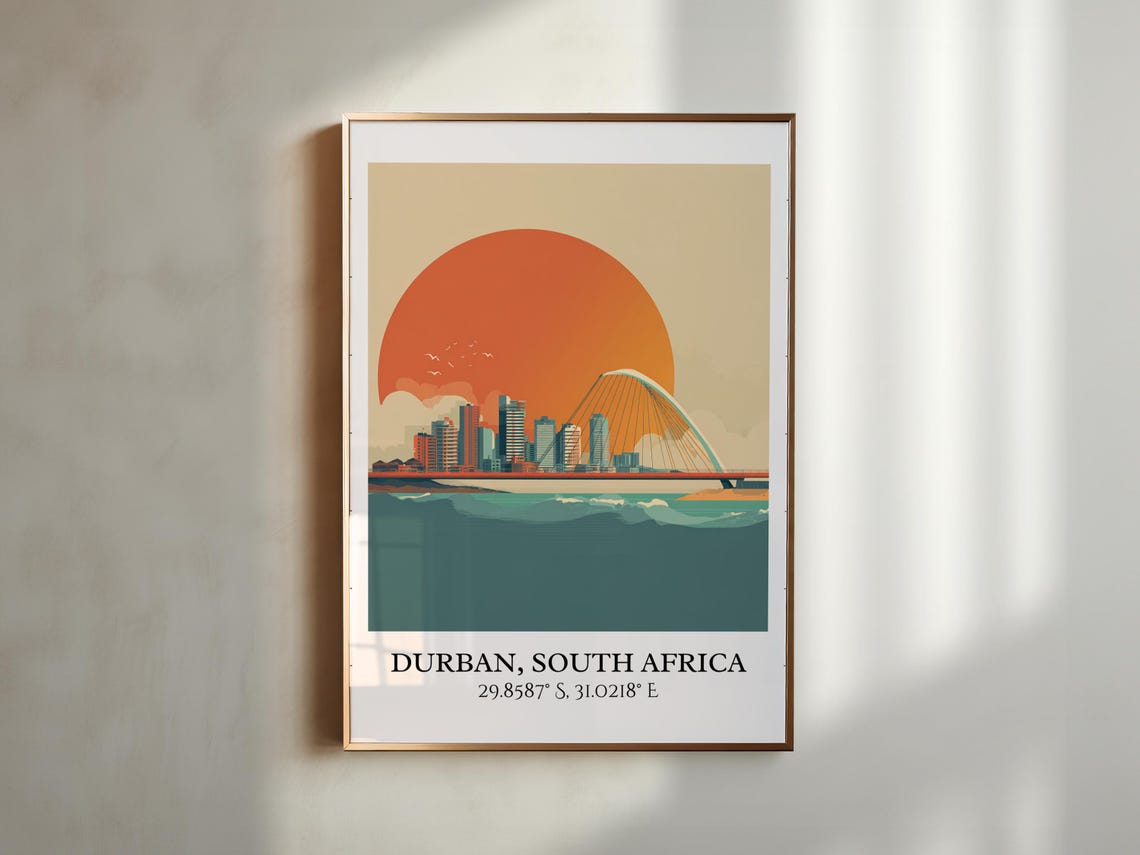 Durban South Africa Bridge Sunset Ocean Skyline Travel Poster - Image 5