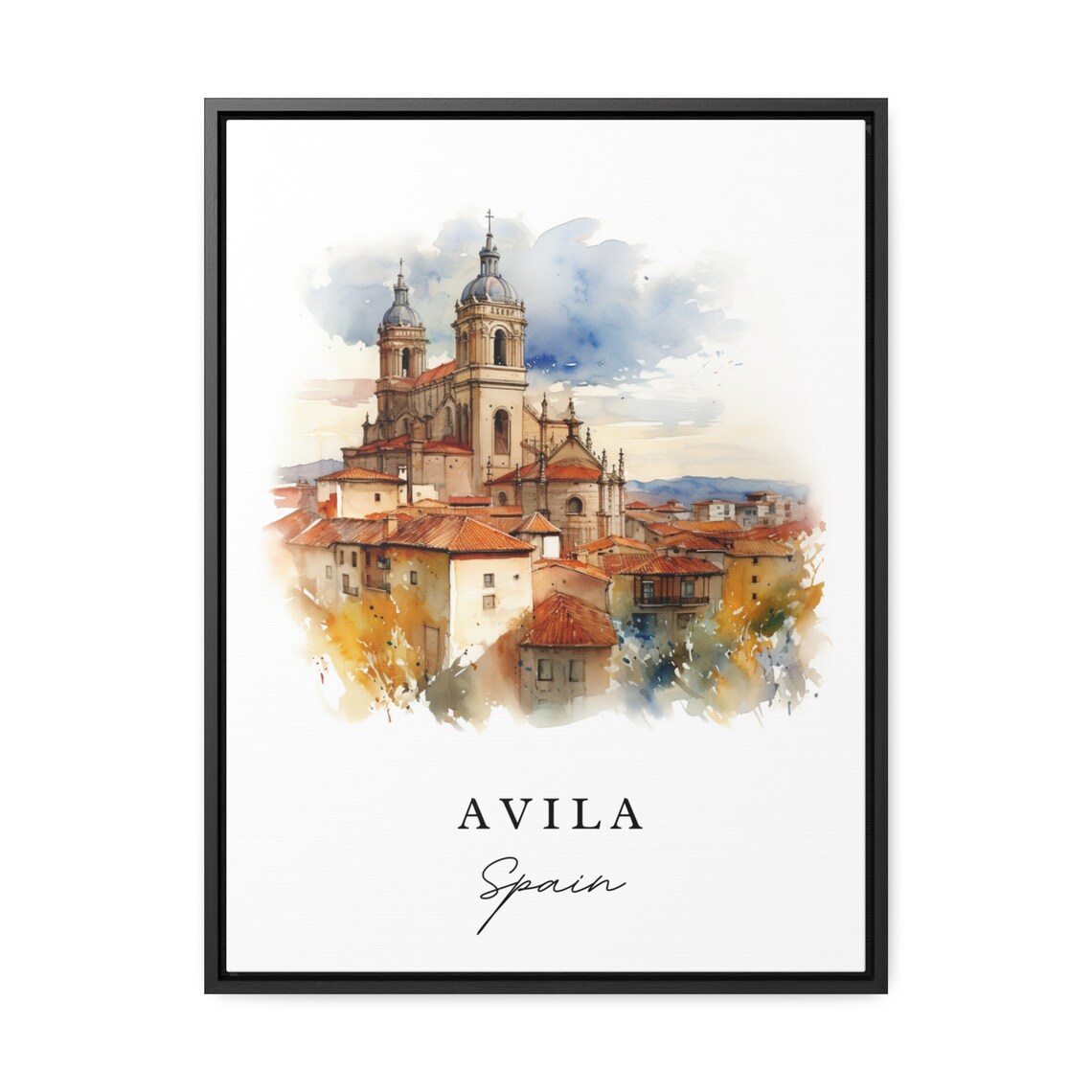 Avila Spain Medieval Hilltop Town Watercolor Cathedral Poster - Image 2