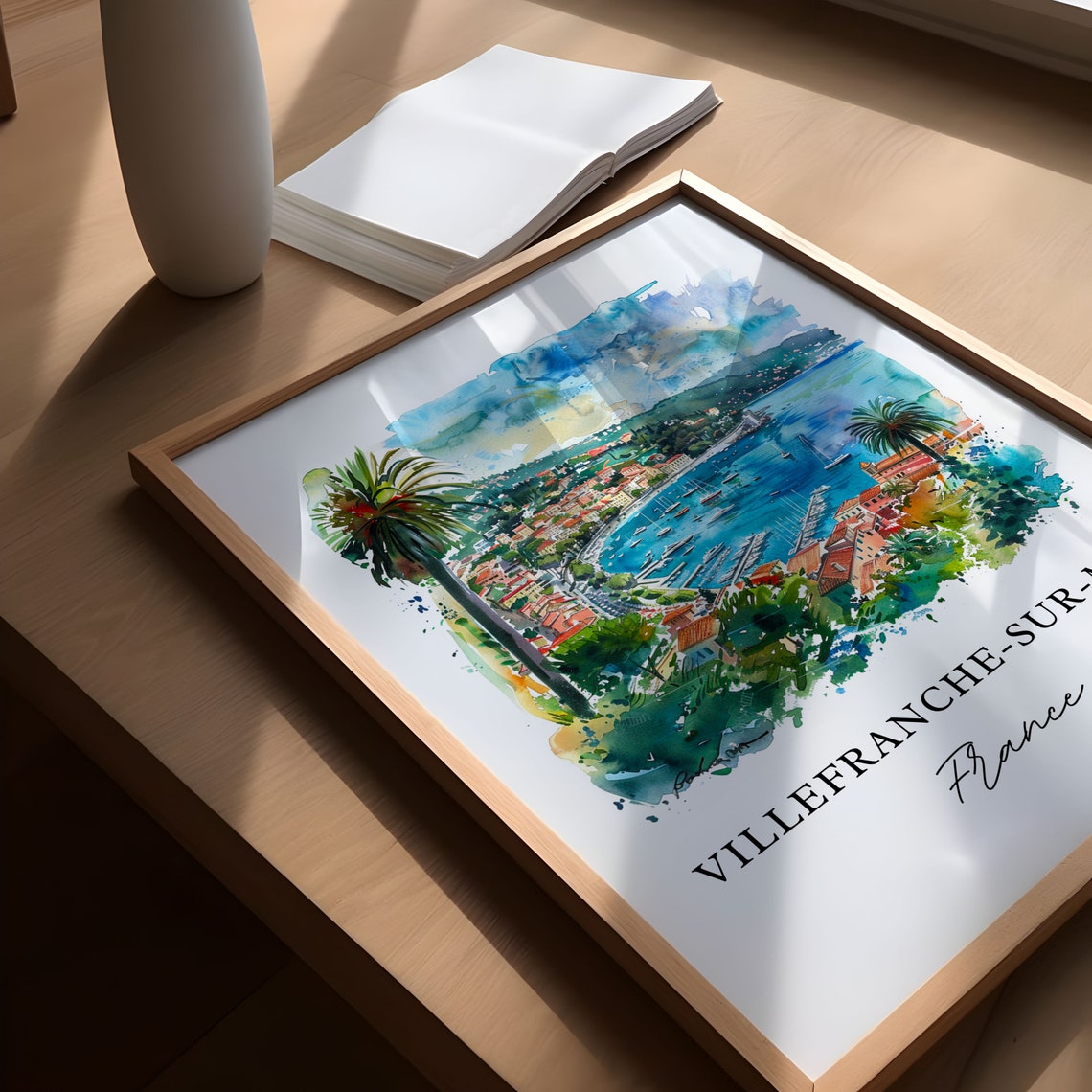 Villefranche-sur-Mer Watercolor Travel Poster, France - Image 5
