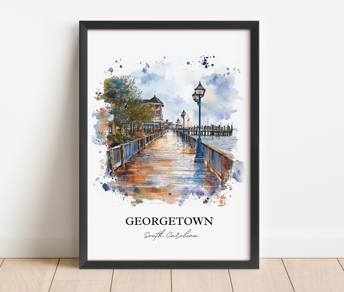 Georgetown South Carolina Charming Waterfront Boardwalk Art Poster - Image 2