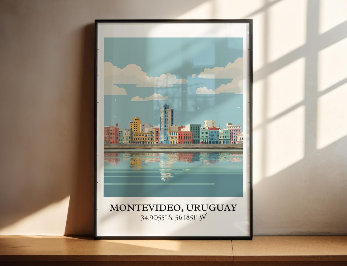Montevideo Art Retro Travel Home Decor Uruguay Gift Prints Housewarming