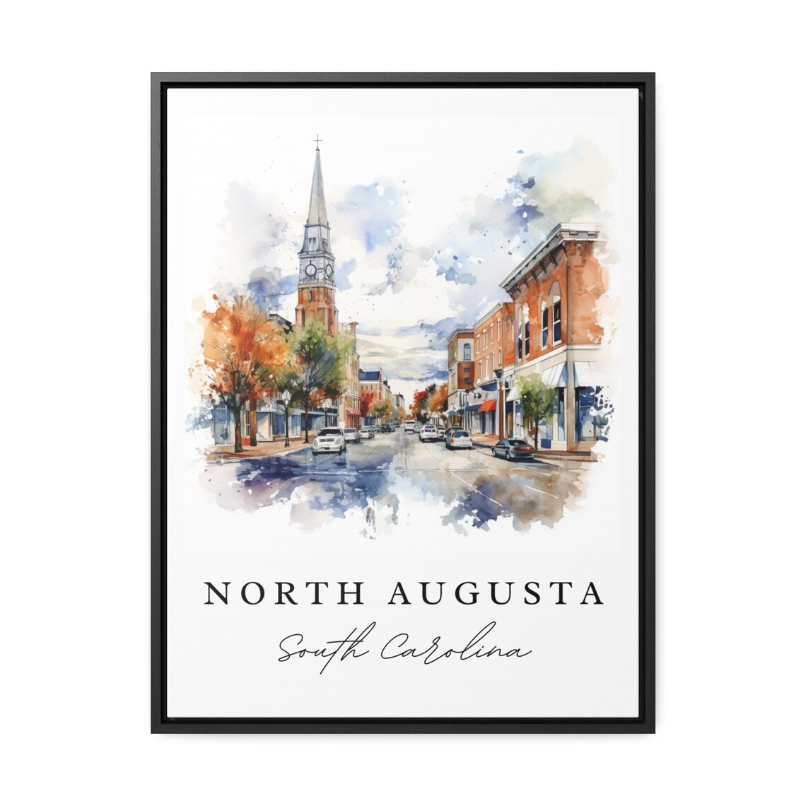 North Augusta South Carolina Watercolor Church Street Poster - Image 3