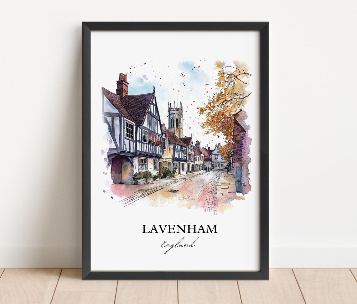 Lavenham England Tudor Half Timbered Street Watercolor Poster - Image 2
