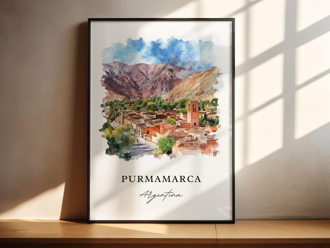 Purmamarca Argentina Red Mountains Old Town Watercolor Travel Poster - Image 4