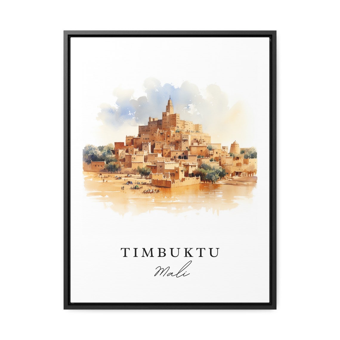 Timbuktu Mali Ancient Desert City Mud Brick Watercolor Travel Poster - Image 2