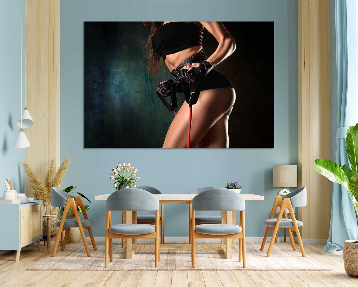 Athletic Woman Training With Resistance Bands Fitness Workout Sports Poster - Image 3