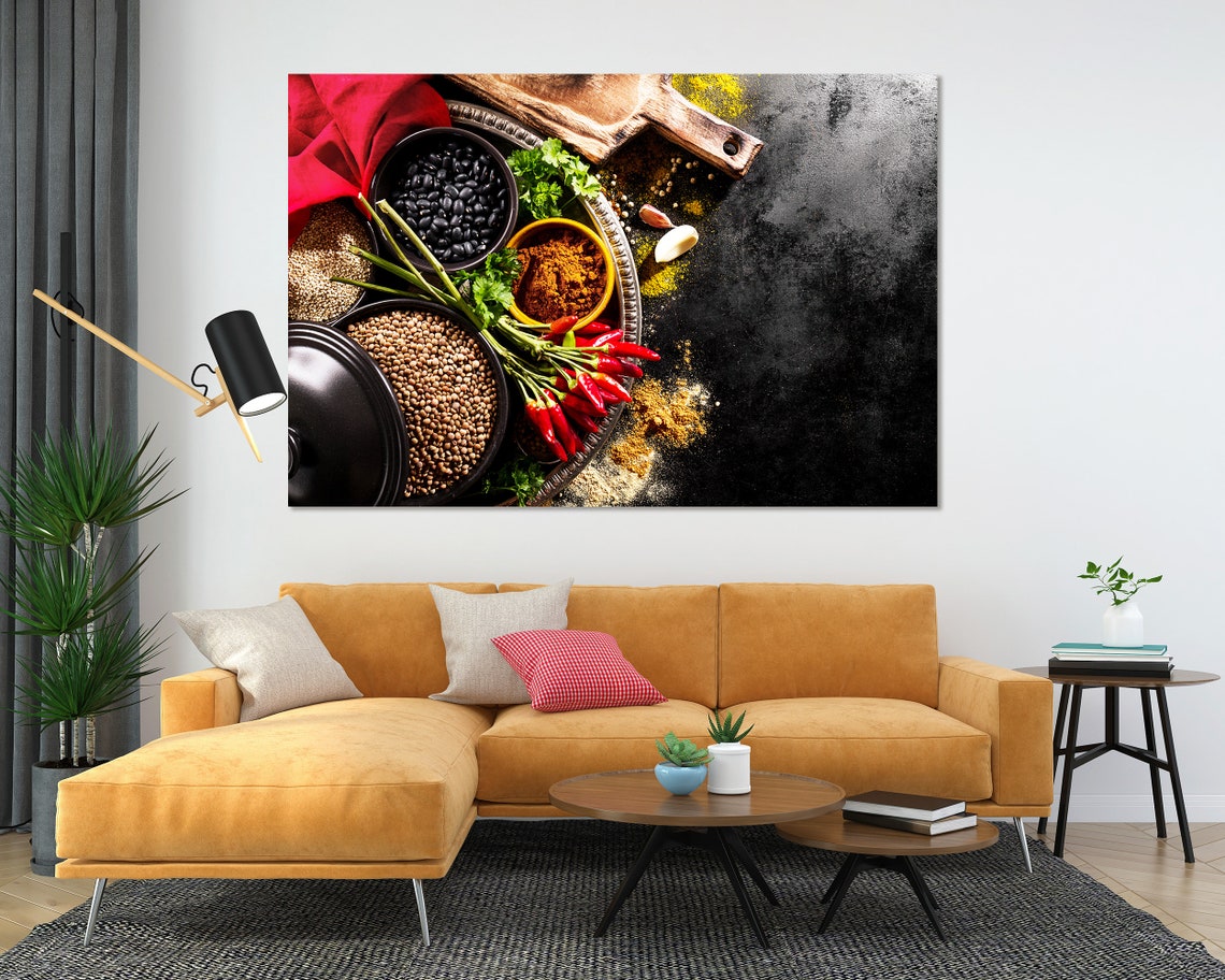 Spicy Cooking Ingredients Chili Peppers Herbs Dark Kitchen Poster - Image 4