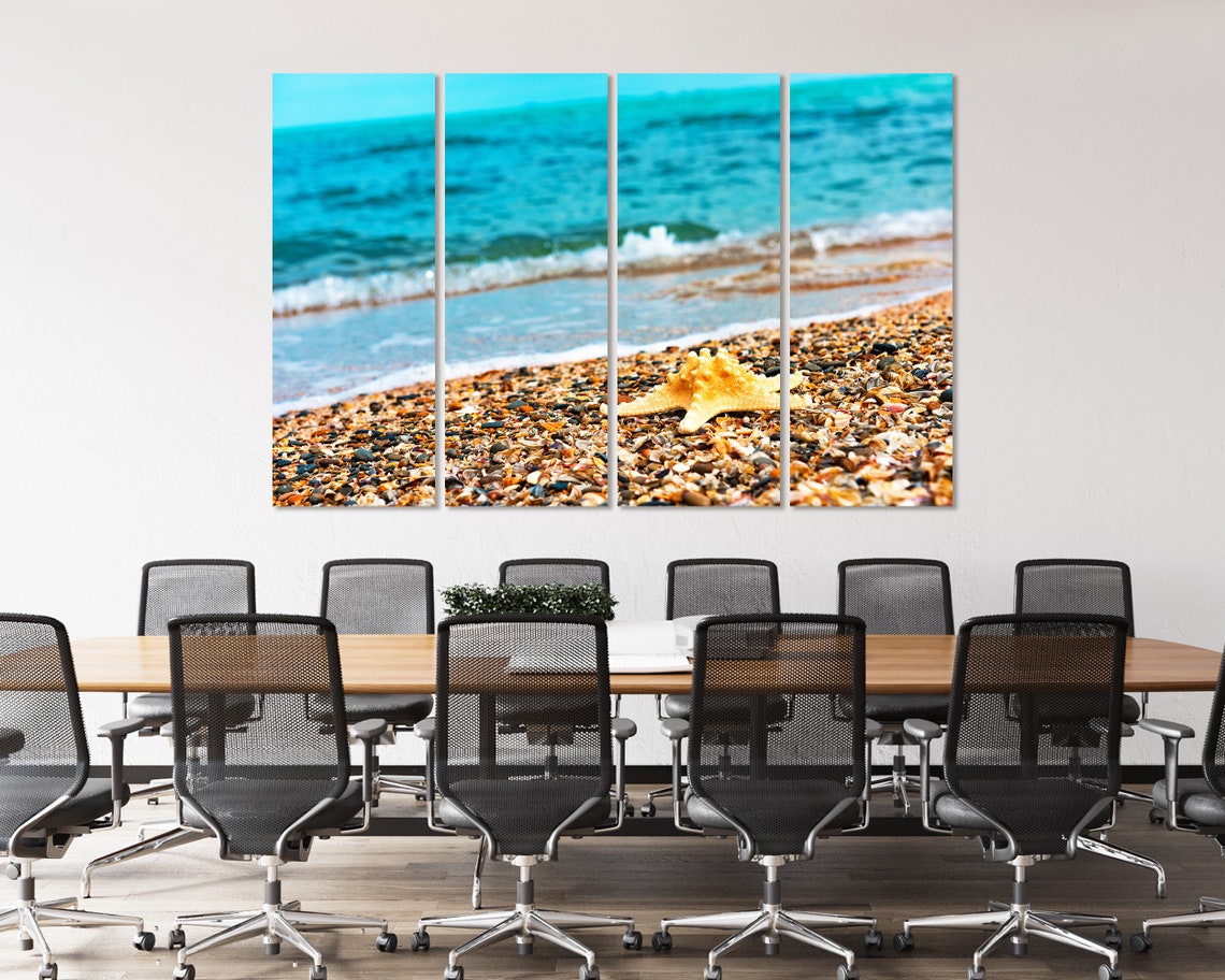 Starfish On Pebble Beach Turquoise Wave Summer Coastal Art Poster - Image 4