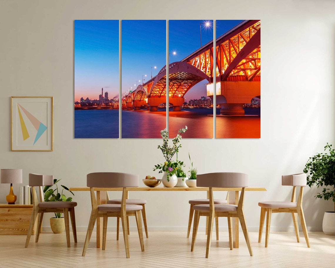 Seoul Cityscape At Twilight Print Picture On Seongsan Bridge In Seoul Wall Art South Korea Art For Home Decor Seoul Skyline Art - Image 6