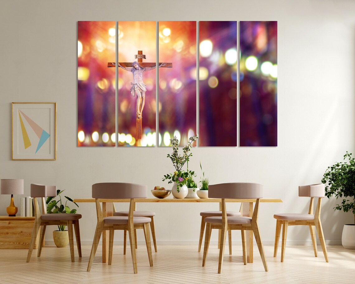 Jesus On The Cross In Church Large Decor For Wall Christian Art Decor For Home Church Wall Decor Religion Art For Gifts Cross Print Art - Image 6