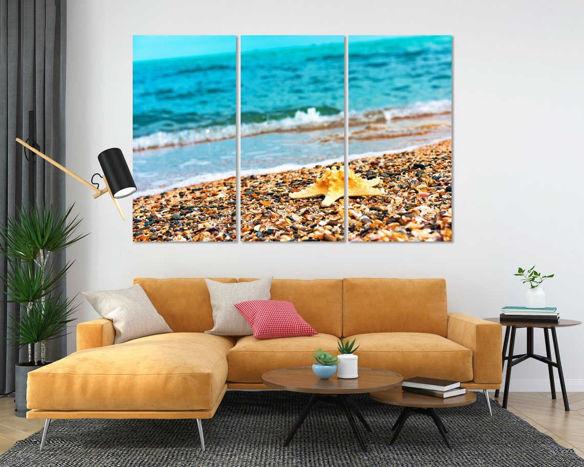 Starfish On Pebble Beach Turquoise Wave Summer Coastal Art Poster - Image 5