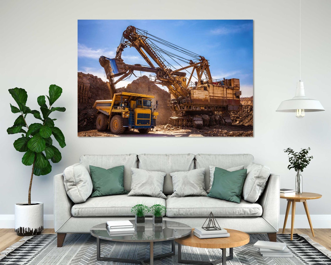 Giant Mining Excavator Loading Dump Truck Open Pit Five Panel Poster - Image 8