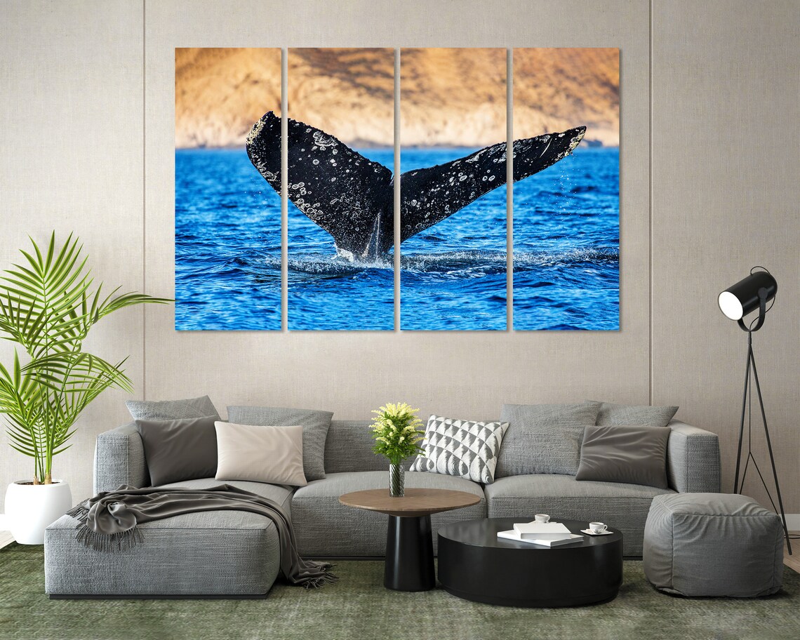 Humpback Whale Tail Flukes Breaching Blue Ocean Waves Wildlife Poster - Image 8
