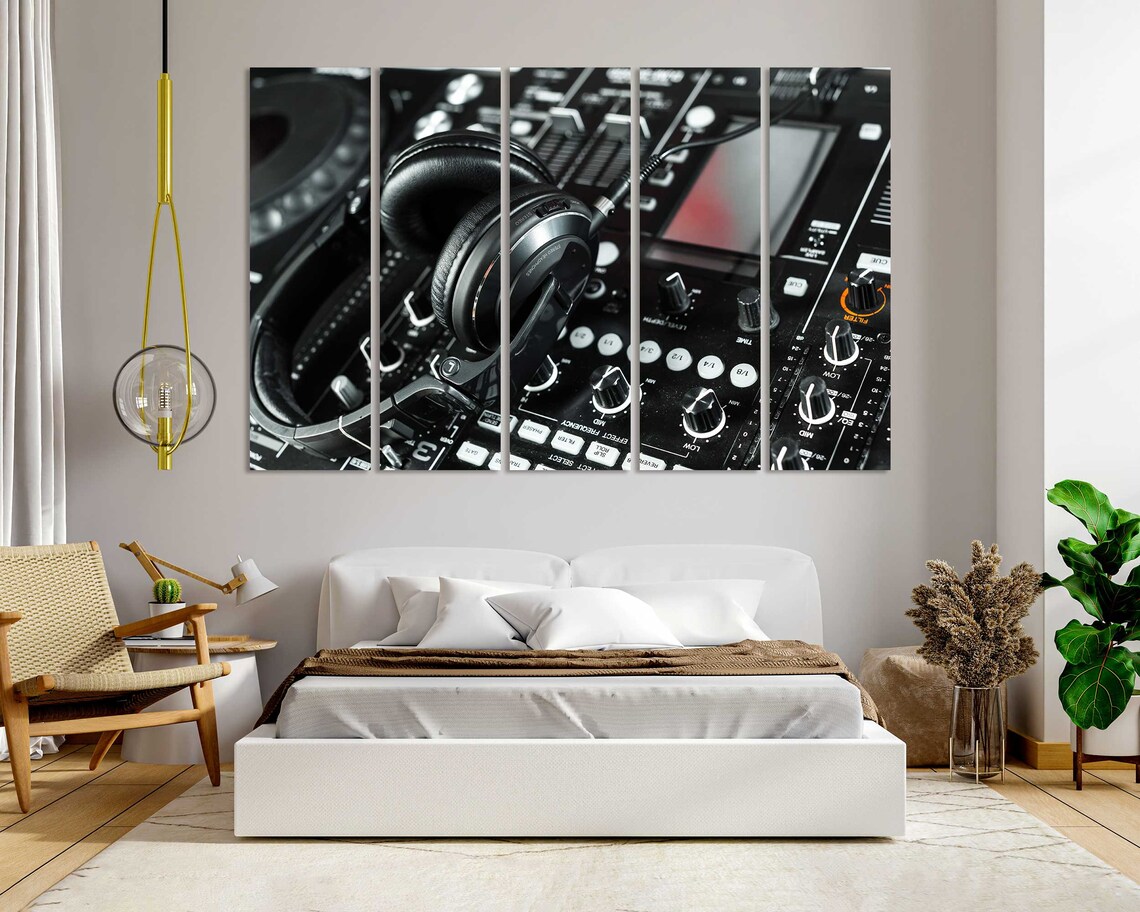 DJ Mixer Console With Headphones Music Studio Equipment Wall Art - Image 6