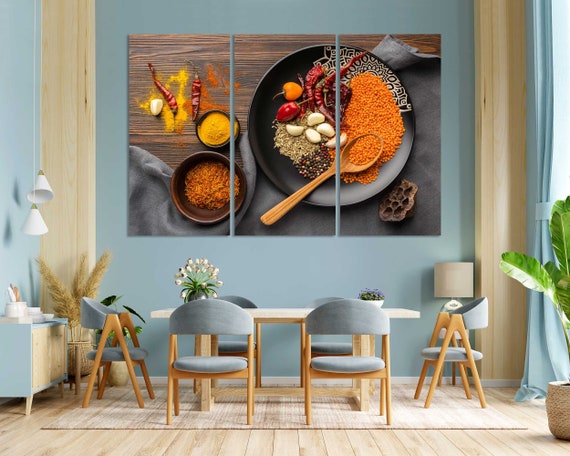 Top View On Indian Spices Plate Large Framed Decor Spices Art For Kitchen Colorful Spices Mix Modish Arts Spices Artwork Decorations