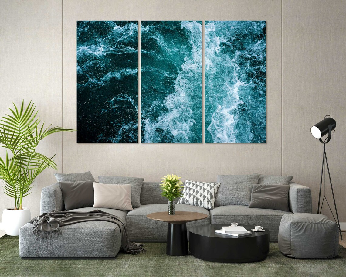 Sea Wave Wall Decor For Home Nautical Art Print On Modern Decor With Blue Wave For Wall Ocean Wave Stylish Artwork Seascape Decor - Image 3