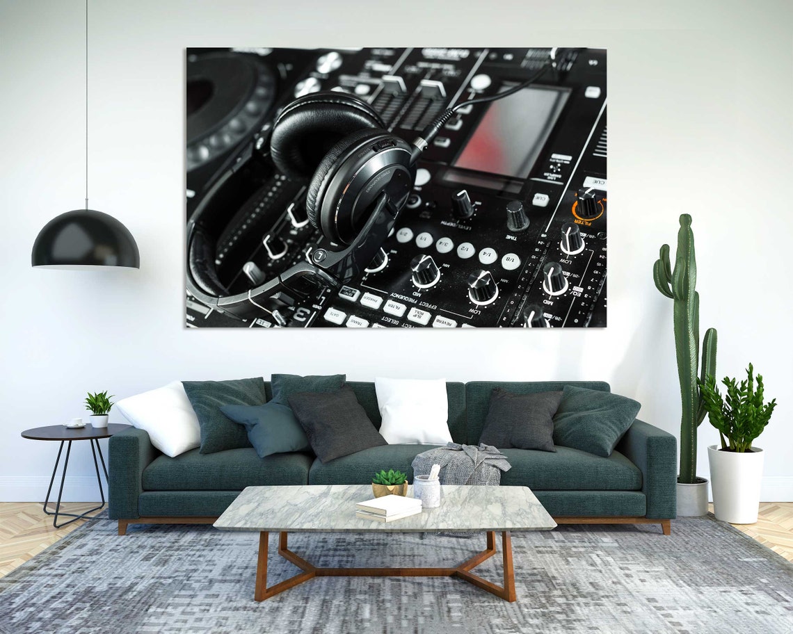 DJ Mixer Console With Headphones Music Studio Equipment Wall Art - Image 2
