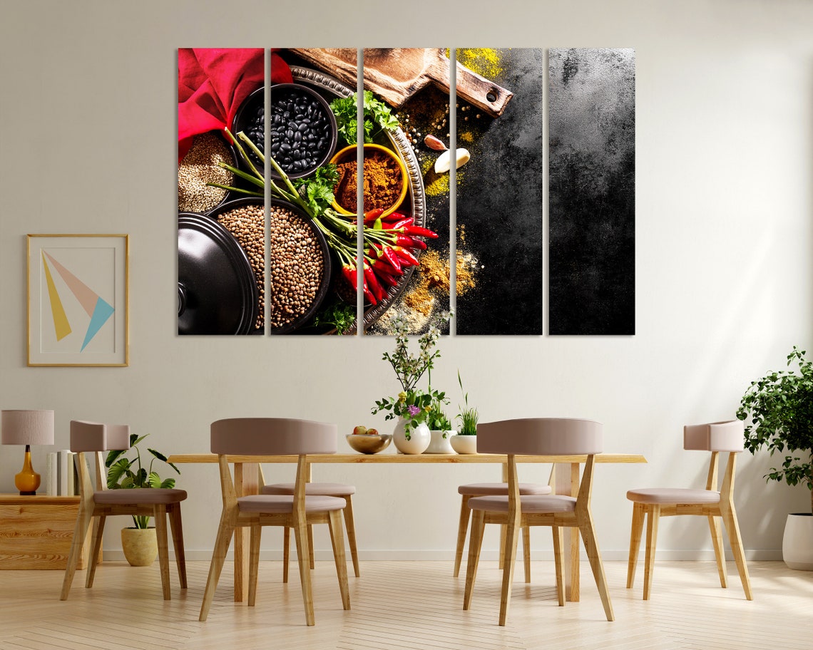 Spicy Cooking Ingredients Chili Peppers Herbs Dark Kitchen Poster - Image 8