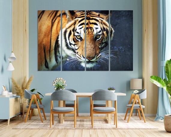Tiger Close Up Face Portrait Intense Eyes Orange Stripes Wildlife Art Poster