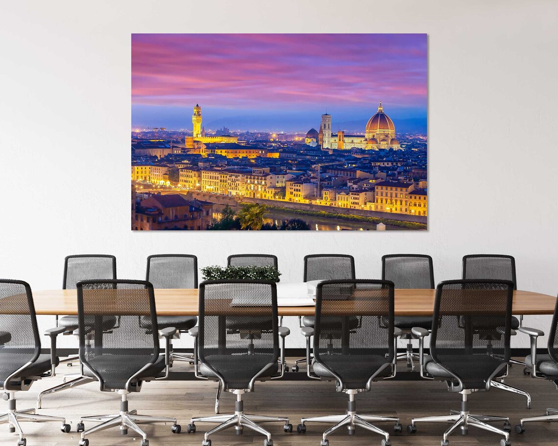 Florence Italy Night Duomo Pink Sky Arno River Lights Travel Poster - Image 4