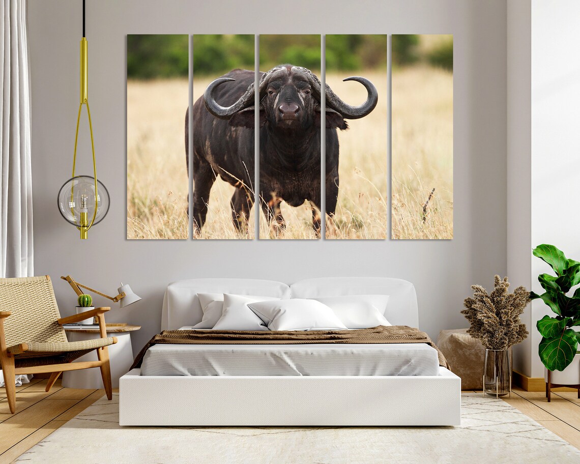African Buffalo Front View Savanna Grassland Wildlife Photography Poster - Image 5