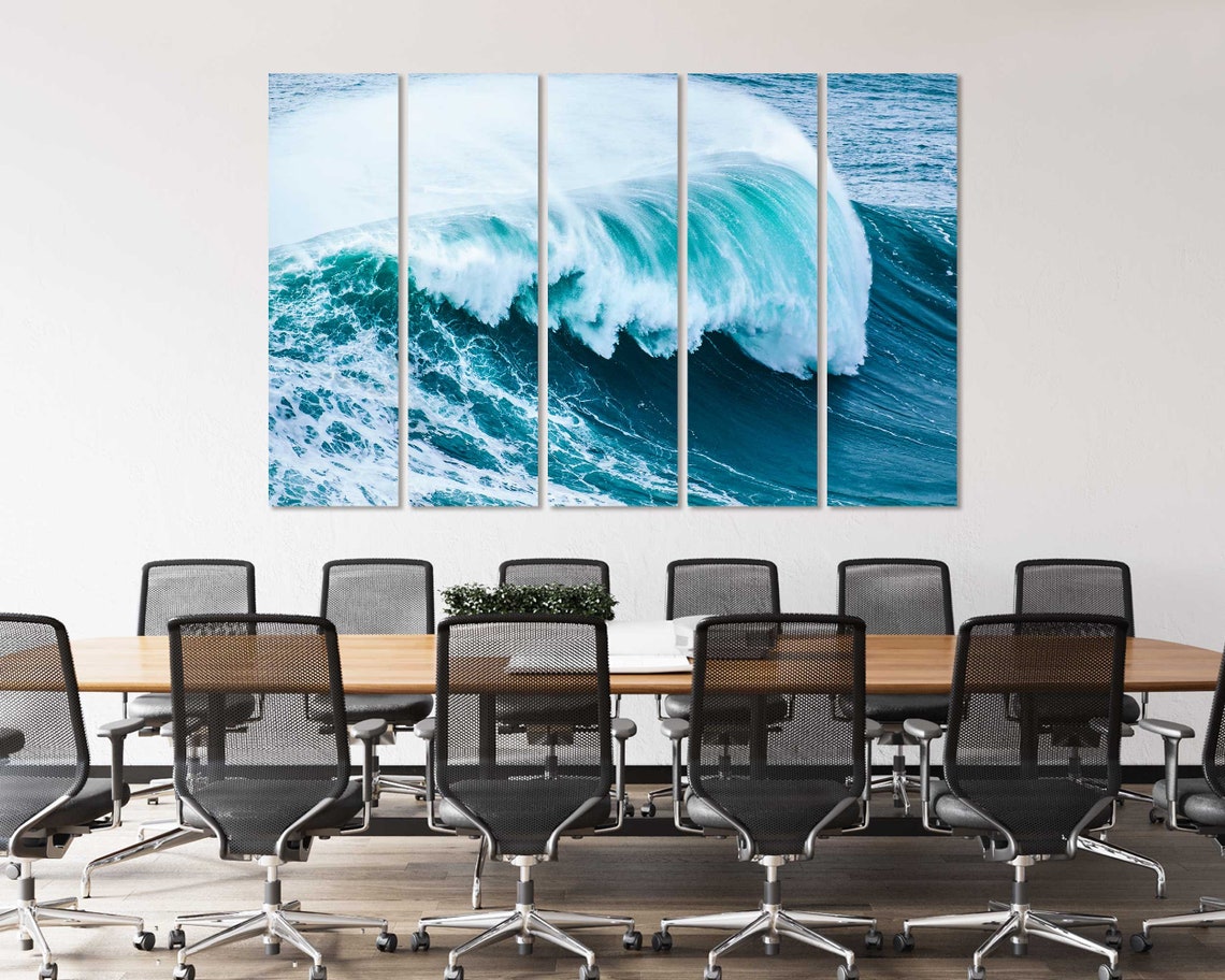 Giant Turquoise Ocean Wave Curling Surf Barrel Seascape Wall Poster - Image 3