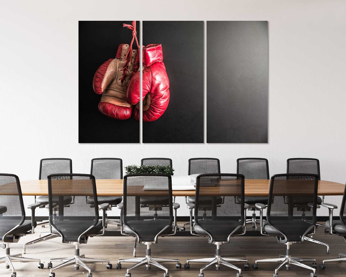 Red Boxing Gloves Hanging Black Background Sports Fighter Wall Decor Poster - Image 4