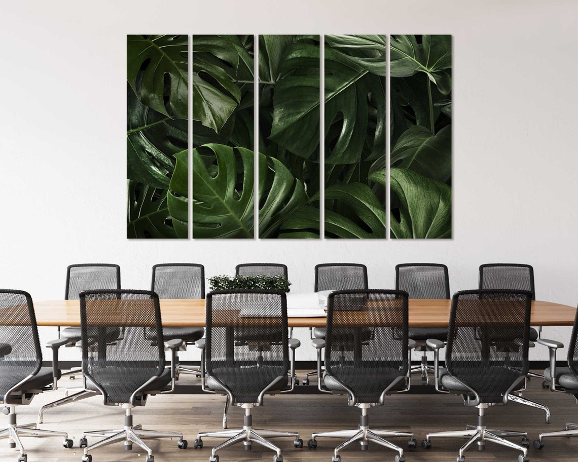 Dark Green Monstera Leaves Lush Tropical Foliage Botanical Wall Print - Image 4