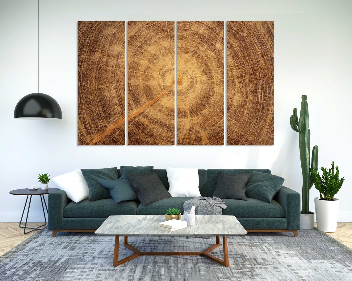 Tree Trunk Cross Section Growth Rings Rustic Wood Texture Wall Poster - Image 3