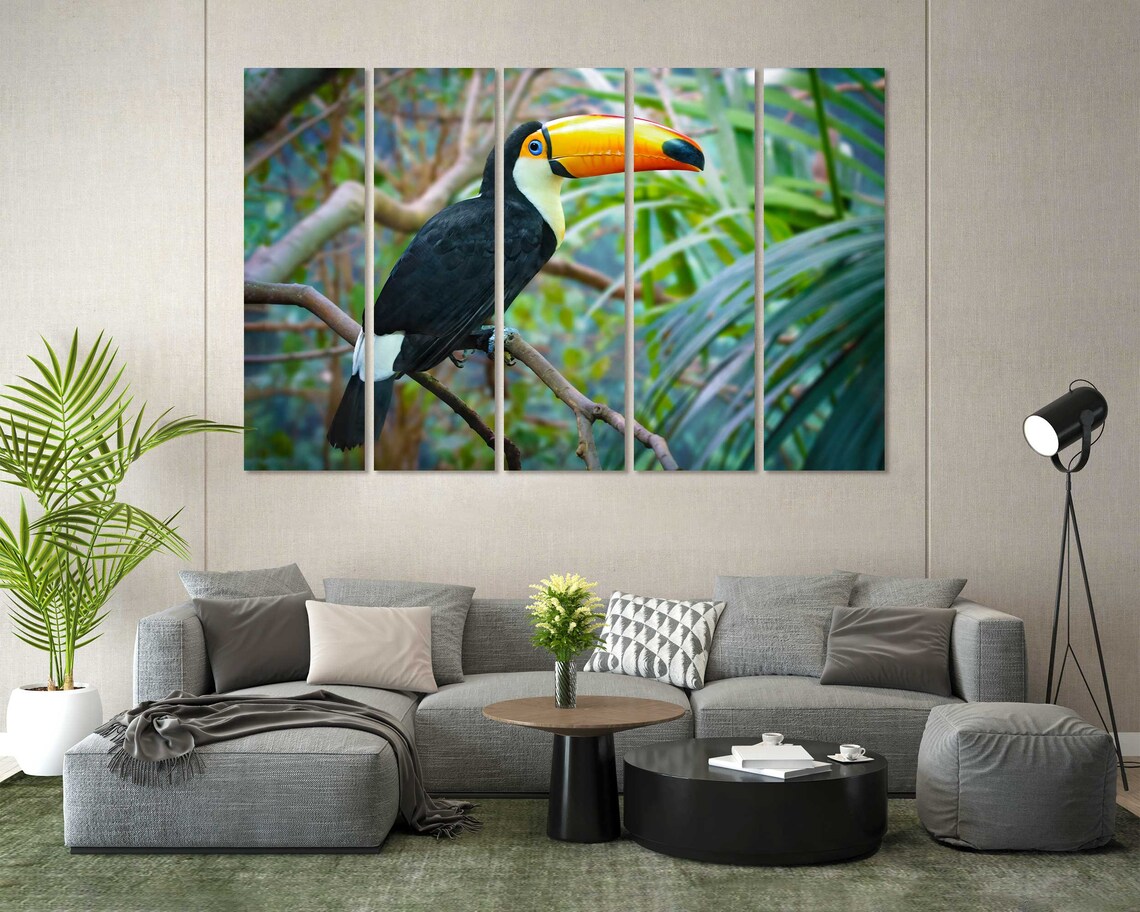 Toco Toucan On Branch Tropical Bird Orange Beak Jungle Photo Poster - Image 2
