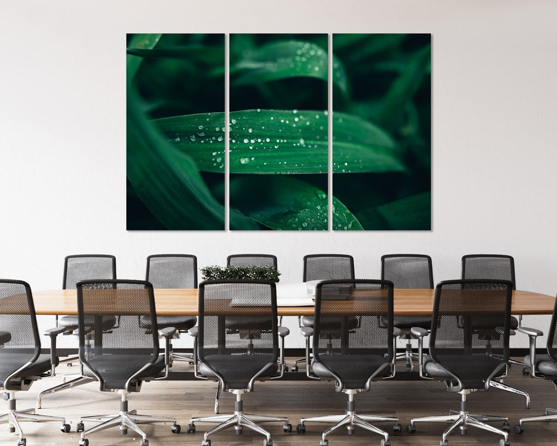 Morning Dew Drops on Green Leaves Fresh Botanical Macro Nature Poster - Image 5