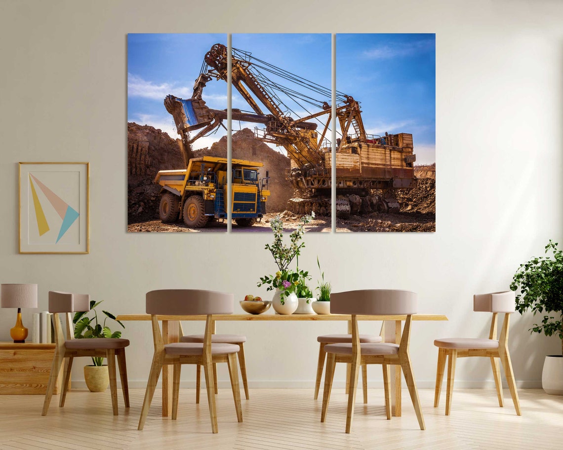 Giant Mining Excavator Loading Dump Truck Open Pit Five Panel Poster - Image 5