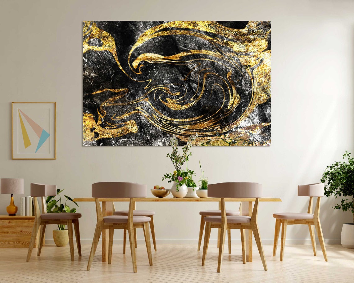 Black Gold Marble Swirl Abstract Luxury Living Room Wall Decor Poster - Image 6