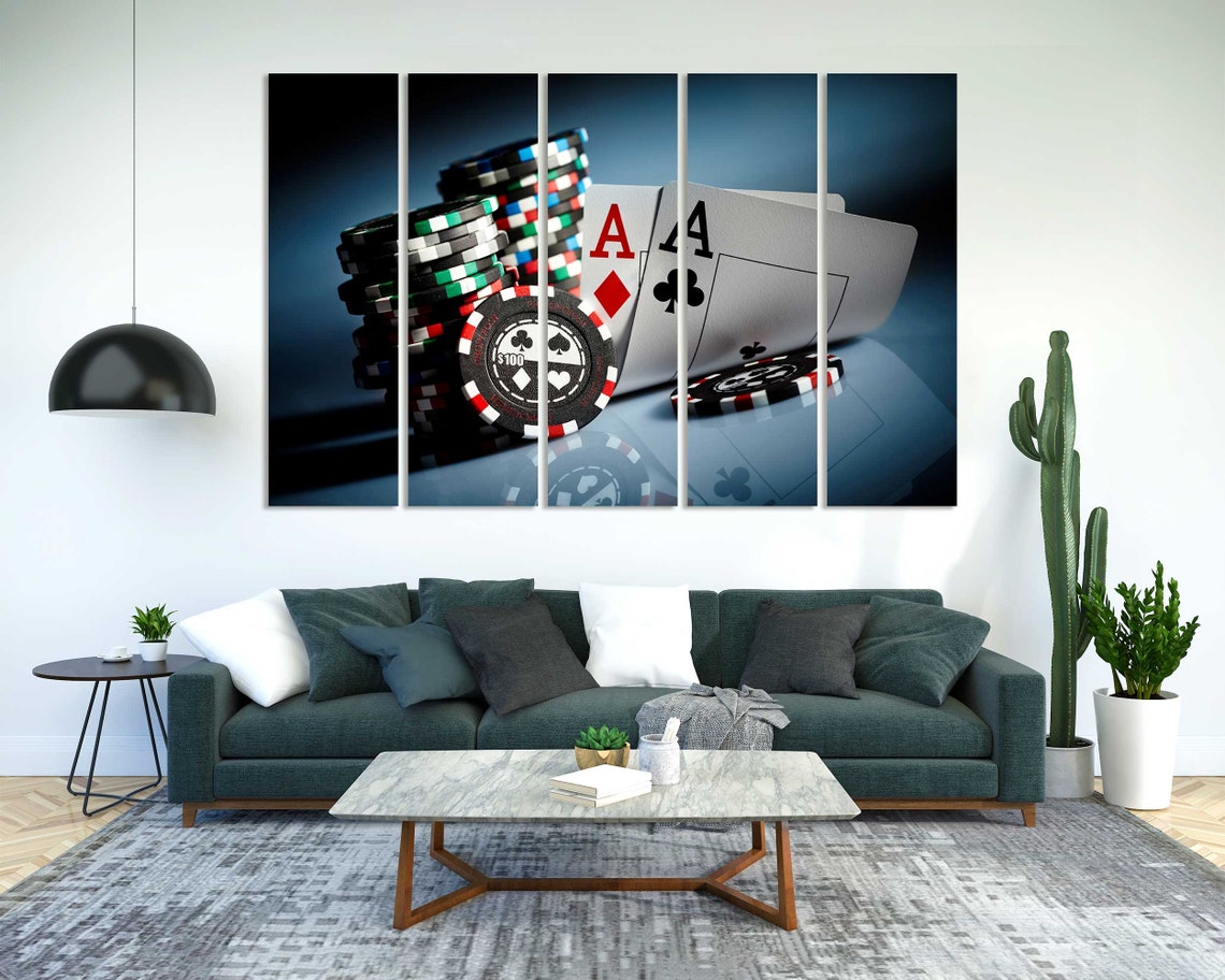 Poker Aces and Stacked Chips Casino Night Game Room Wall Art Print - Image 2