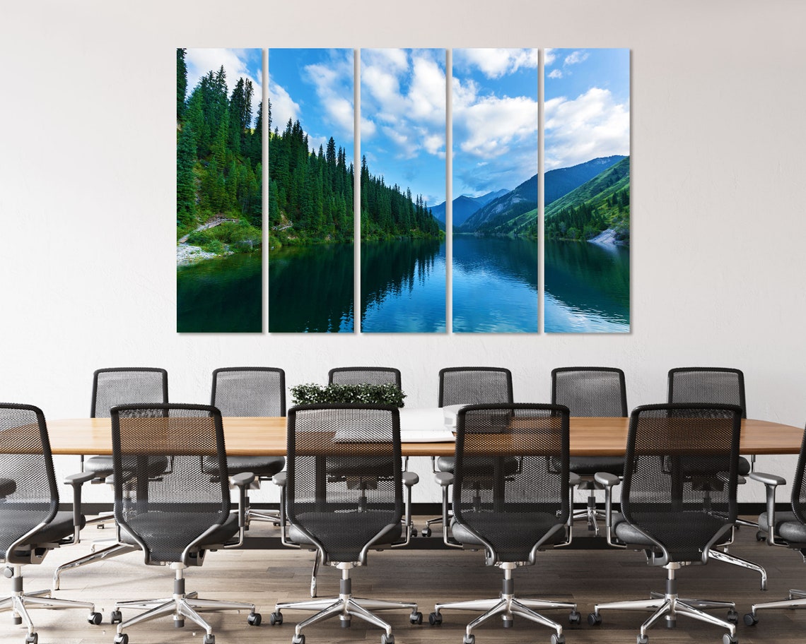 Kolsai Mountain Lake Pine Forest Reflection Kazakhstan Nature Poster - Image 4