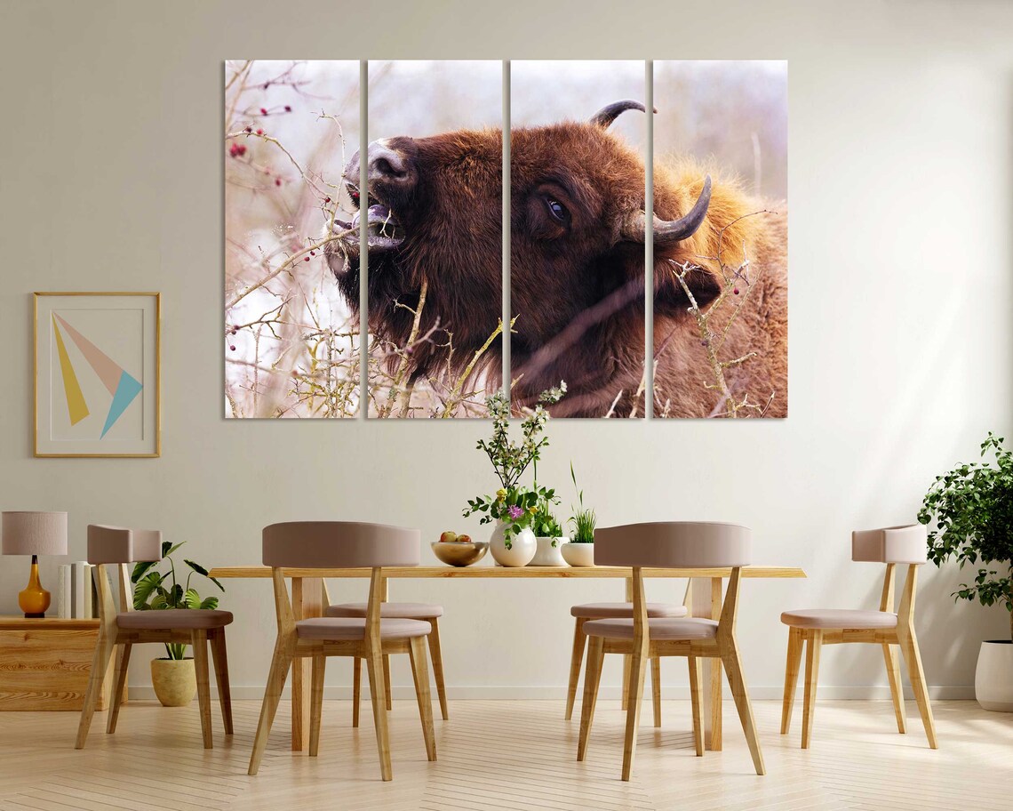 Buffalo Bison Eating Berries Closeup Wild Animal Wildlife Poster - Image 6