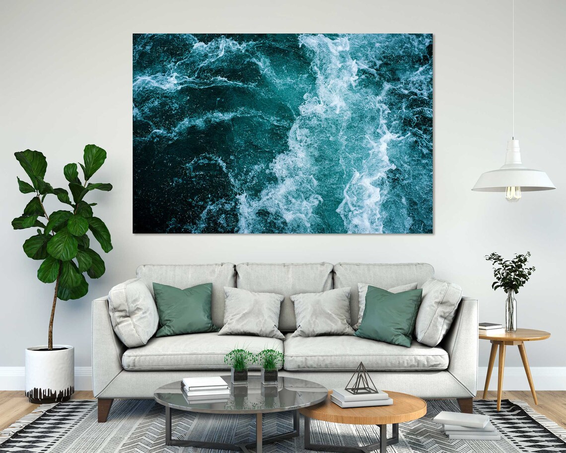 Sea Wave Wall Decor For Home Nautical Art Print On Modern Decor With Blue Wave For Wall Ocean Wave Stylish Artwork Seascape Decor