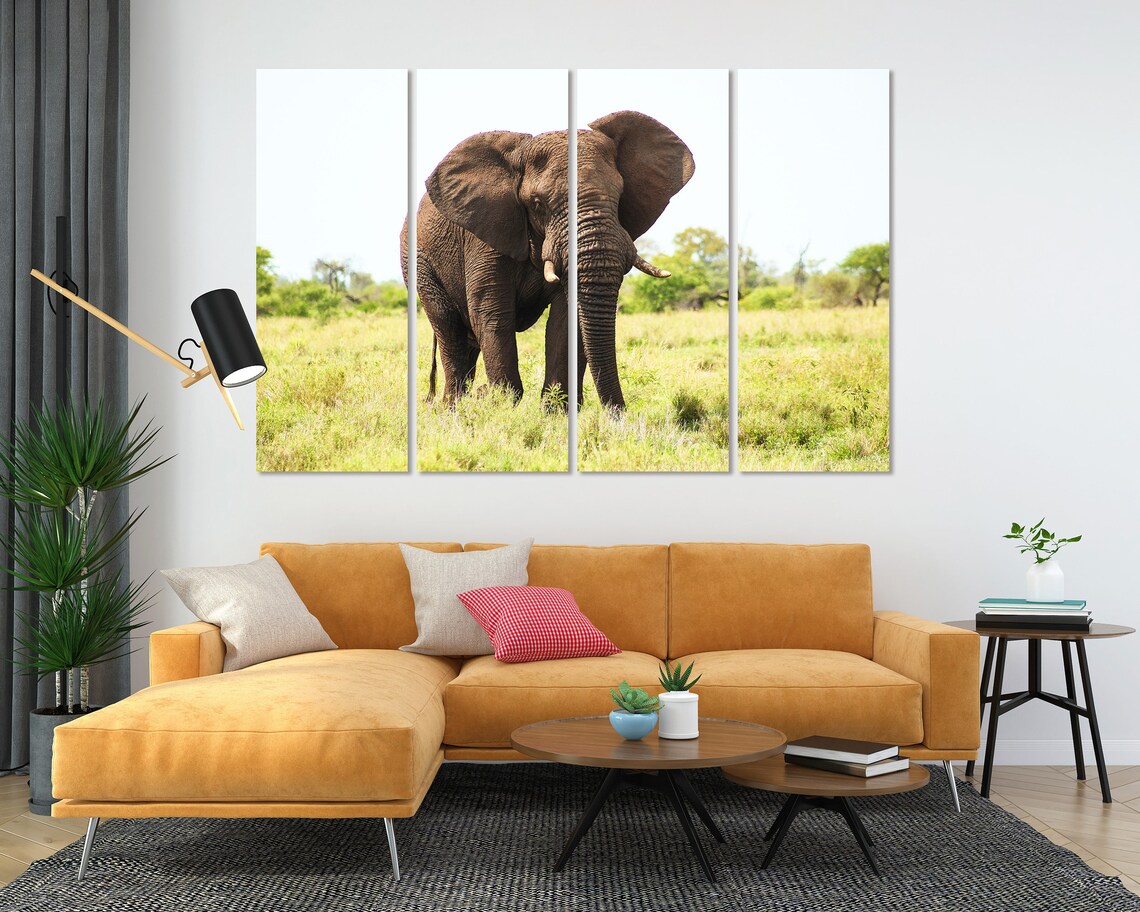 African Elephant Walking Grassland Savanna Wildlife Photography Poster - Image 5