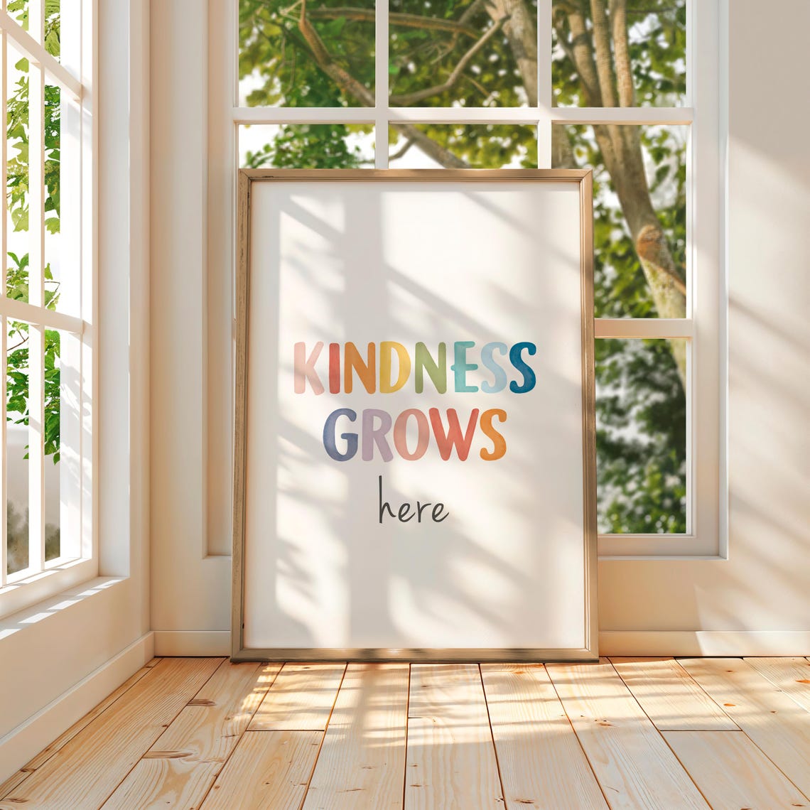 Kindness Grows Here Rainbow Watercolor Classroom Quote Wall Poster - Image 2
