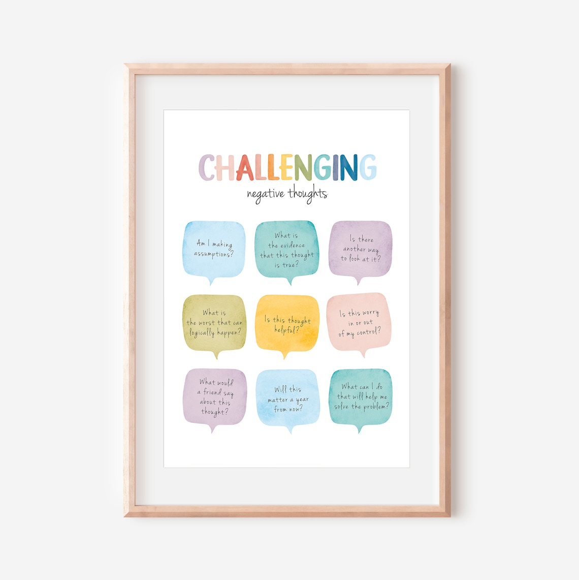 Challenging Negative Thoughts Art Print, CBT Therapy - Image 6
